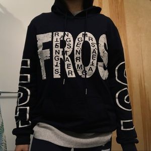 Black printed pullover hoodie jacket